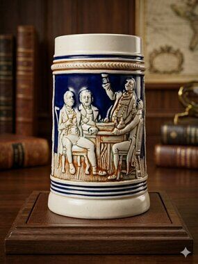 Vintage W. Germany O&H Cobalt Stein | Tavern Scene 2173